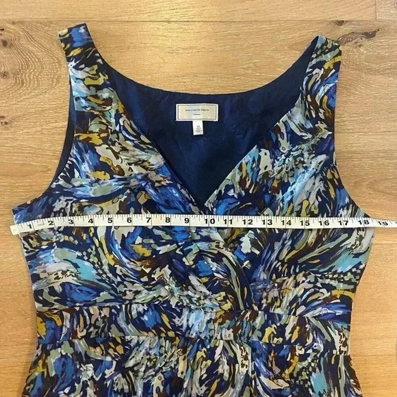 Anthro Moulinette Soeurs Oak Apple 100% Silk Dress Size 12 Blue - Picture 10 of 15